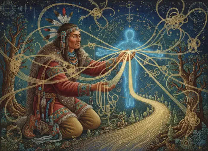 Personne devant un chemin forestier, symbolisant la guidance chamanique pour trouver son contrat d'âme.